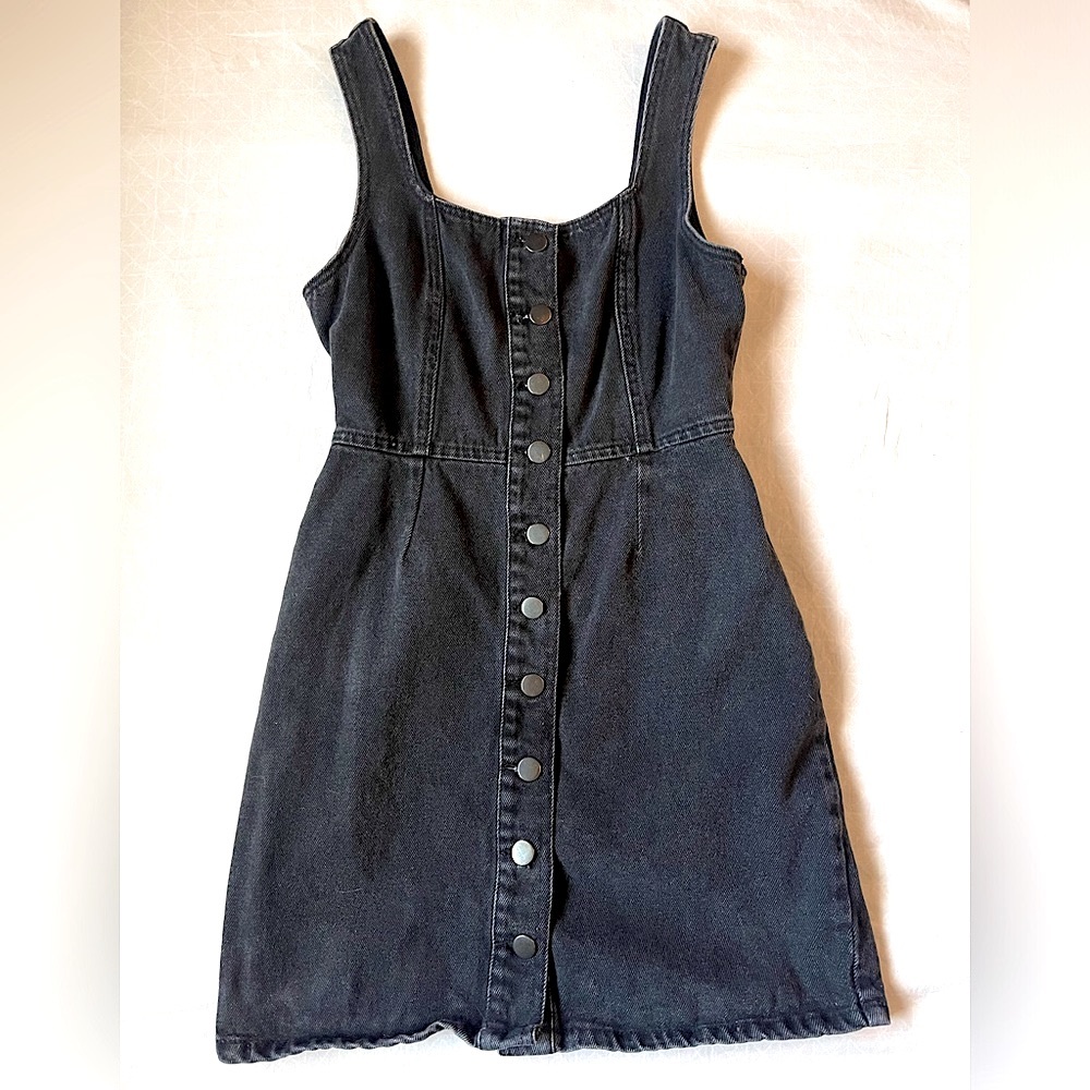 Urban Outfitters button down black denim mini dress